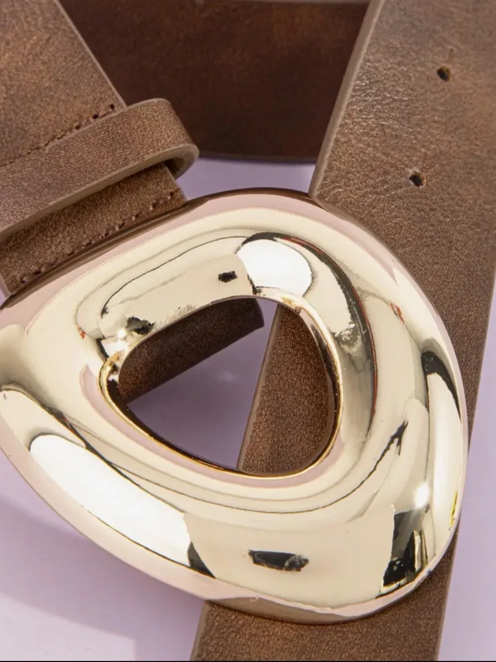 Brown Vegan Leather Abstract Belt